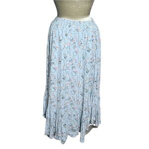 Ídem Ditto Floral Blue Women's tiered pastel shirred waist Skirt L